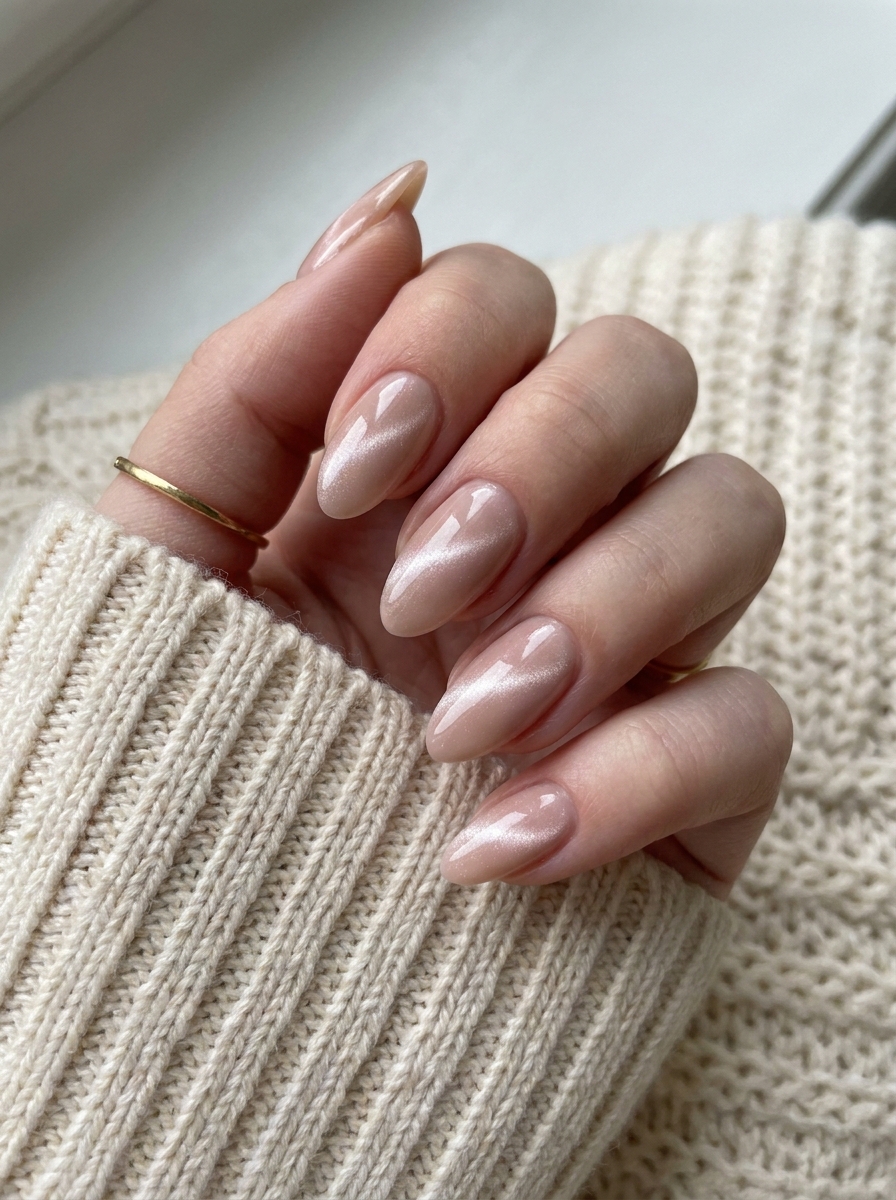 Nude Cat Eye Nägel